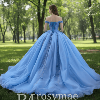 Sky Blue Quinceanera Dress Elegant Ball Gown Evening Party Dresses - Rosymae