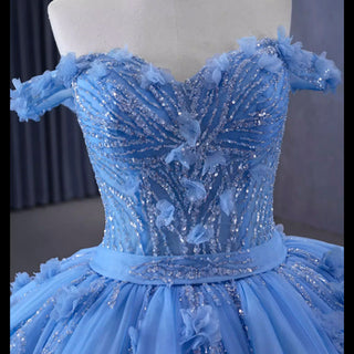 Sky Blue Quinceanera Dress Elegant Ball Gown Evening Party Dresses - Rosymae