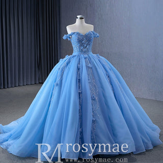 Sky Blue Quinceanera Dress Elegant Ball Gown Evening Party Dresses - Rosymae
