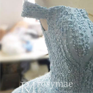Sky Blue V Neck Quince Dress Quinceanera Gown - Rosymae