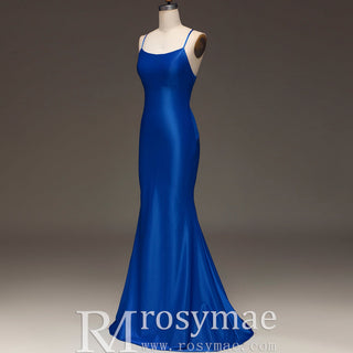 Sleek Mermaid Satin Bridesmaid Dress Prom Gown with Spaghetti Straps - Rosymae