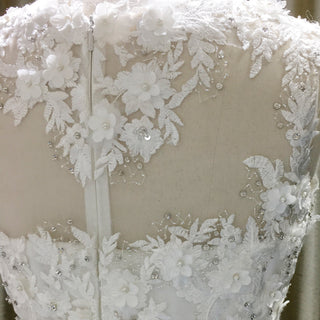 Sleeveless A-line Wedding Gown with Lace Bodice and Full Tulle Skirt - Rosymae