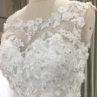 Sleeveless A-line Wedding Gown with Lace Bodice and Full Tulle Skirt - Rosymae