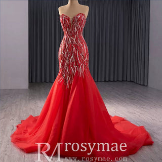 Sleeveless Luxury Sequins Floor Length Evening Party Dress - Rosymae