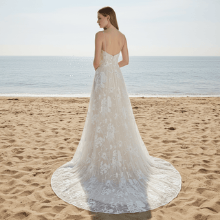 Spaghetti Strap A Line Lace Wedding Dresses Bridal Gowns - Rosymae