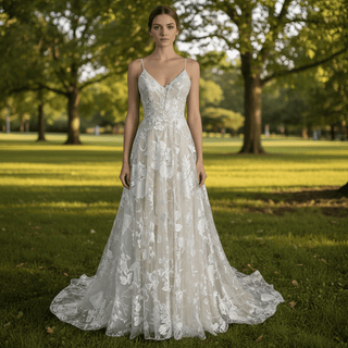 Spaghetti Strap A Line Lace Wedding Dresses Bridal Gowns - Rosymae