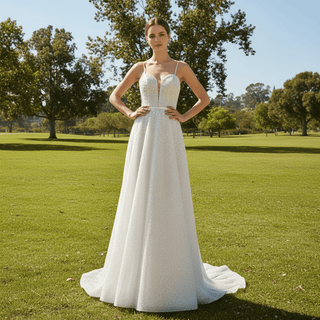 Spaghetti Strap Sweetheart Neckline Column/Sheath Wedding Dress - Rosymae