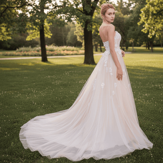 Spaghetti Strap V-neckline A Line Wedding Dress With Beading - Rosymae