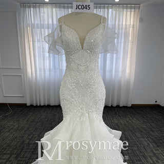Stunning Mermaid Lace Backless Spaghetti Straps Wedding Dress