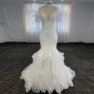 Stunning Mermaid Lace Backless Spaghetti Straps Wedding Dress