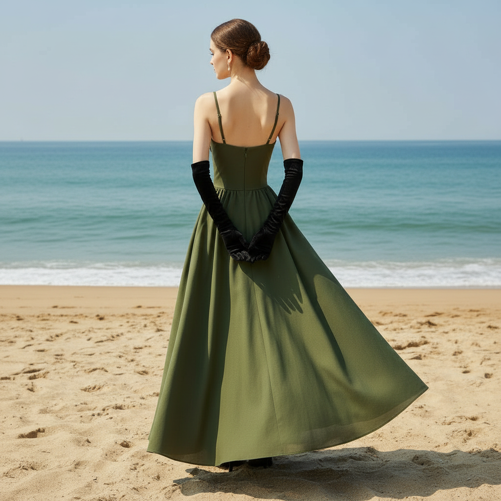 Moss Green Spaghetti Strap Formal Dress with Tea Length for Women Rosymae Moss Green Spaghetti Strap Formal Dress with Tea Length for Women Rosymae