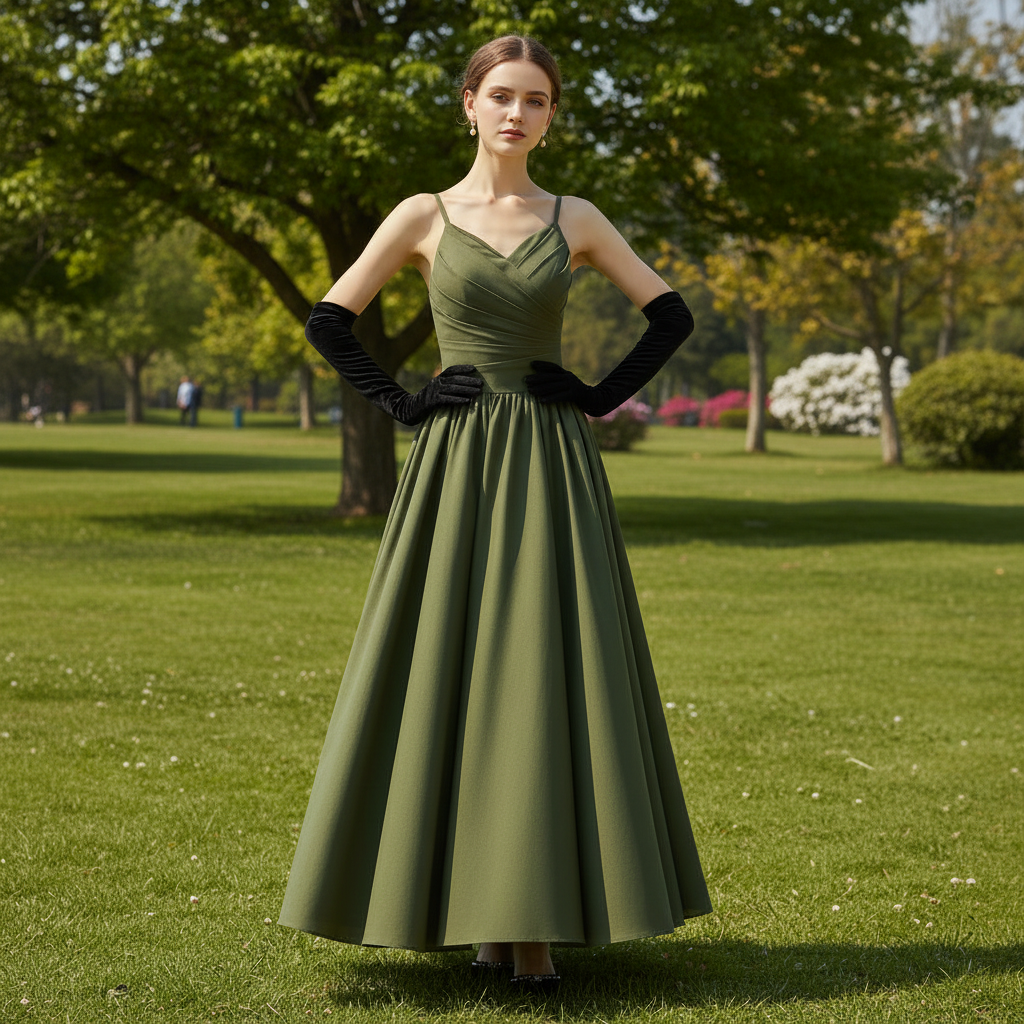 Moss Green Spaghetti Strap Formal Dress with Tea Length for Women Rosymae Moss Green Spaghetti Strap Formal Dress with Tea Length for Women Rosymae