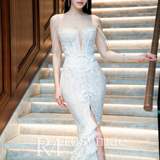Leg Slit Lace Mermaid Wedding Dress