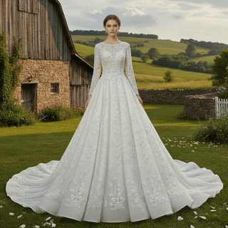 Sparkle Long Sleeve A-line Wedding Dresses with Beautiful Styles - Rosymae
