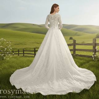 Sparkle Long Sleeve A-line Wedding Dresses with Beautiful Styles - Rosymae