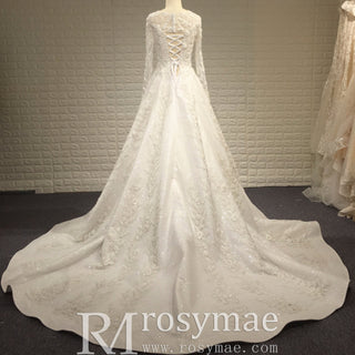 Sparkle Long Sleeve A-line Wedding Dresses with Beautiful Styles - Rosymae