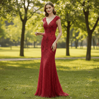 Sparkling Mermaid Evening Dress Sequin Prom Party Gown - Rosymae