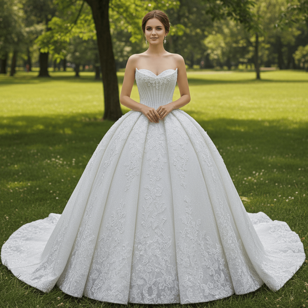 Sparkly Ball Gown Wedding Dress with Detachable Jacket - Rosymae