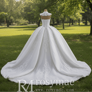 Sparkly Ball Gown Wedding Dress with Detachable Jacket - Rosymae