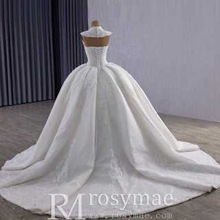 Sparkly Ball Gown Wedding Dress with Detachable Jacket - Rosymae