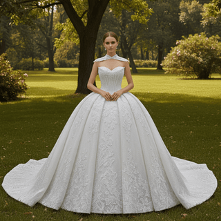 Sparkly Ball Gown Wedding Dress with Detachable Jacket - Rosymae