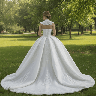 Sparkly Ball Gown Wedding Dress with Detachable Jacket - Rosymae