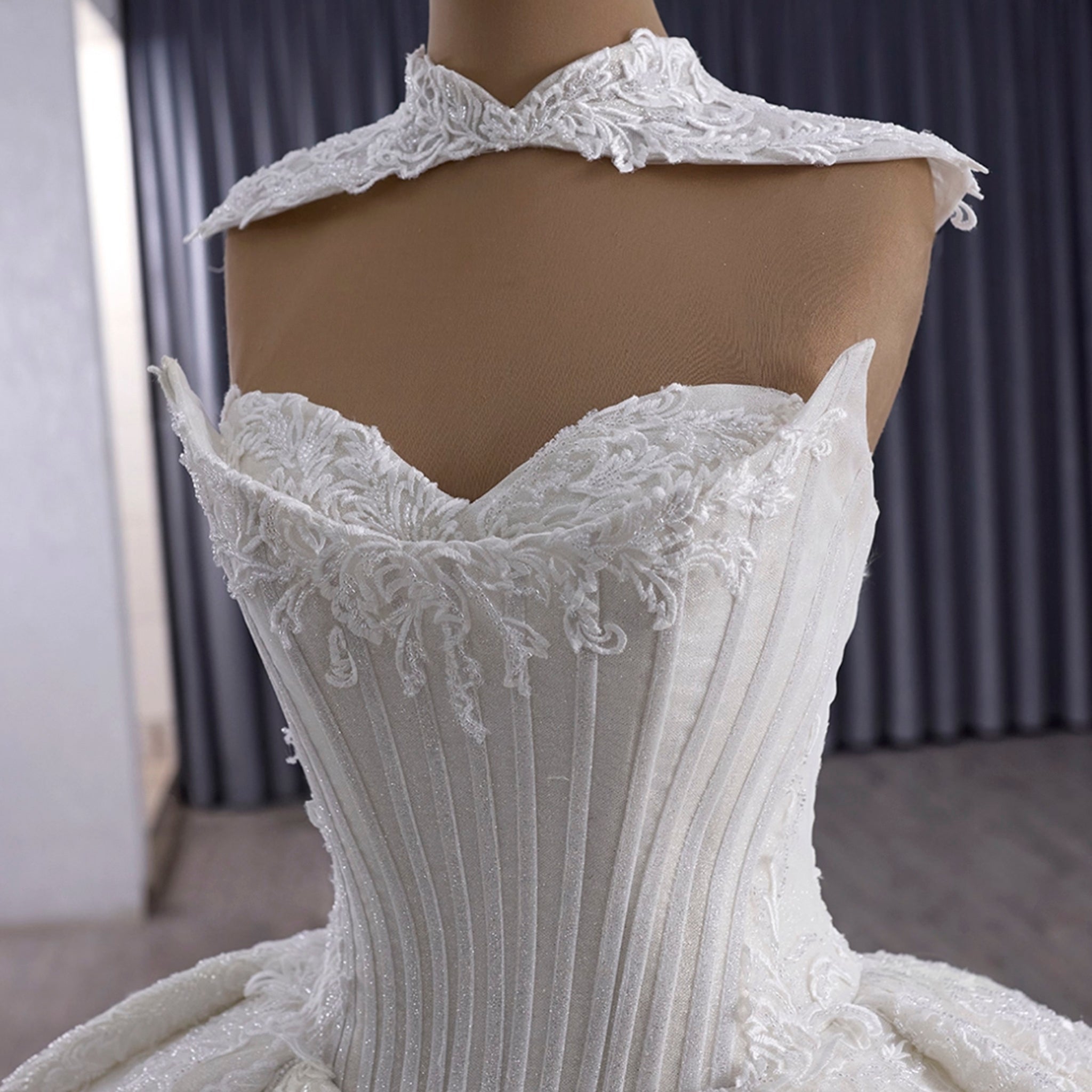 Sparkly Ball Gown Wedding Dress with Detachable Jacket - Rosymae