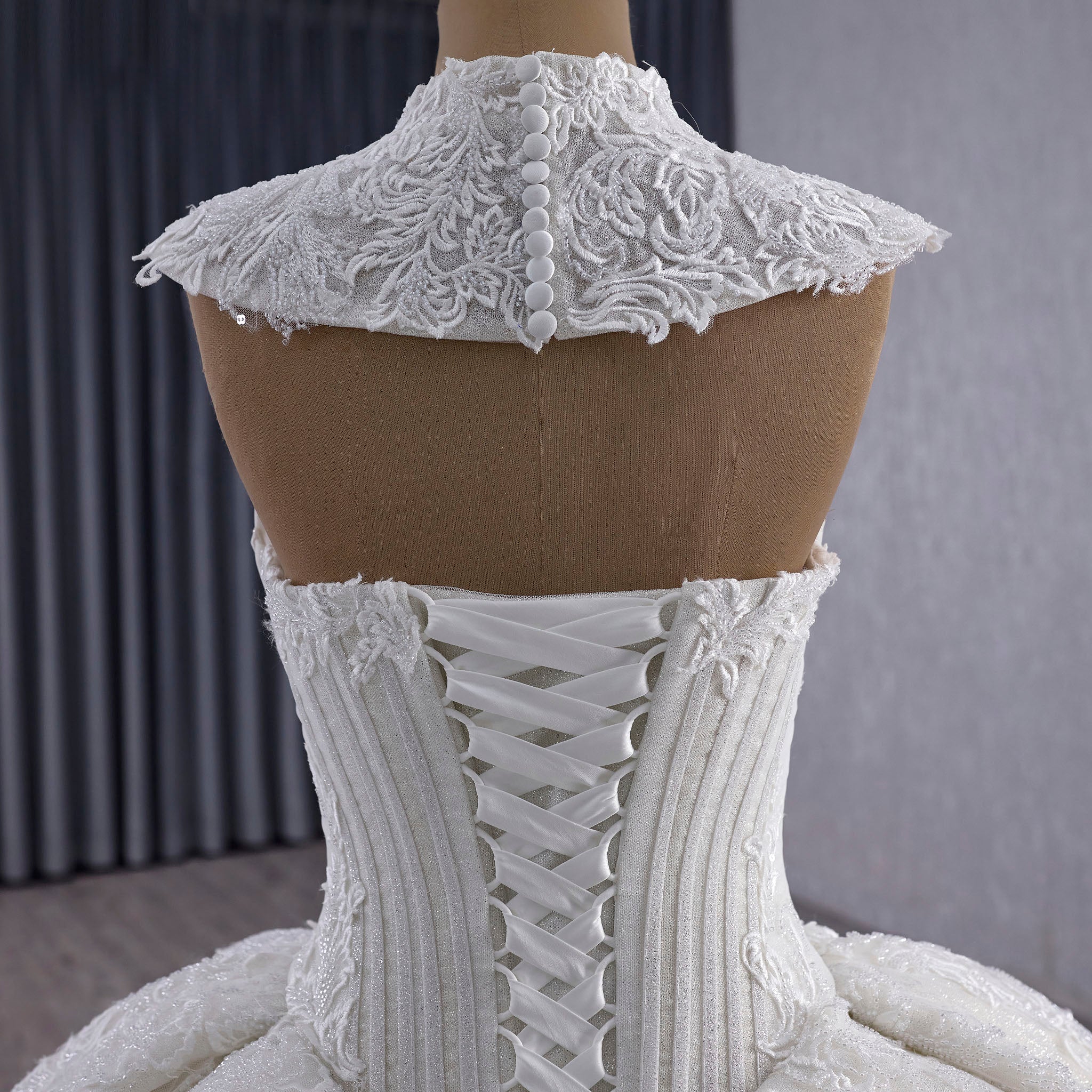 Sparkly Ball Gown Wedding Dress with Detachable Jacket - Rosymae