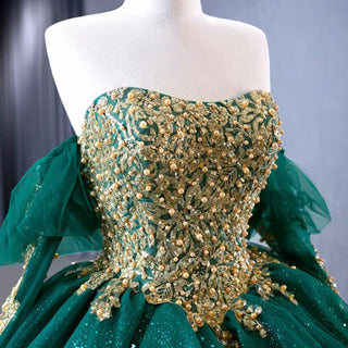 Sparkly Ball Gown Wedding Gown Quinceanera Dress with Detachabale Sleeves - Rosymae