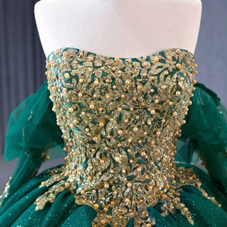 Sparkly Ball Gown Wedding Gown Quinceanera Dress with Detachabale Sleeves - Rosymae