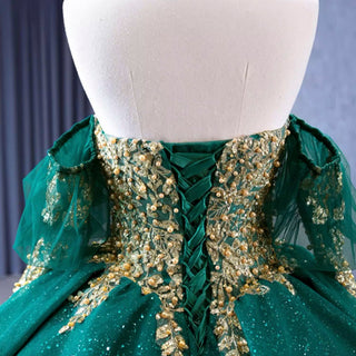 Sparkly Ball Gown Wedding Gown Quinceanera Dress with Detachabale Sleeves - Rosymae
