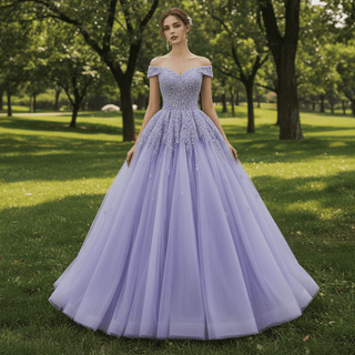 Sparkly Beaded Sequin Wedding Dress Off the Shoulder Formal Gown - Rosymae