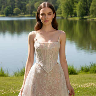 Two Piece Wedding Dress with Detachable Overskirt