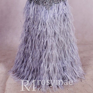 Sparkly Crystals Feather Prom Dresses Evening Gowns - Rosymae