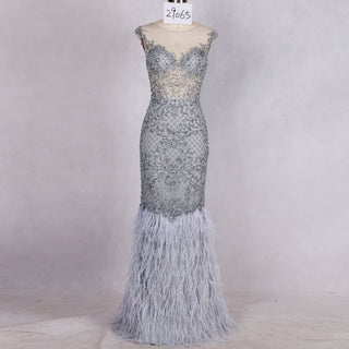 Sparkly Crystals Feather Prom Dresses Evening Gowns - Rosymae