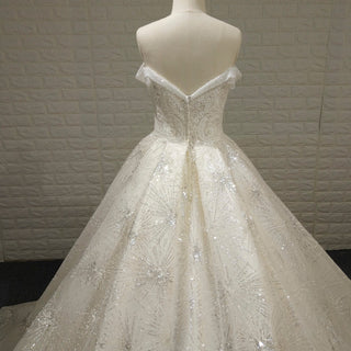 Sparkly Luxury Ball Gown Princess Wedding Dress with Off the Shoulder - Rosymae