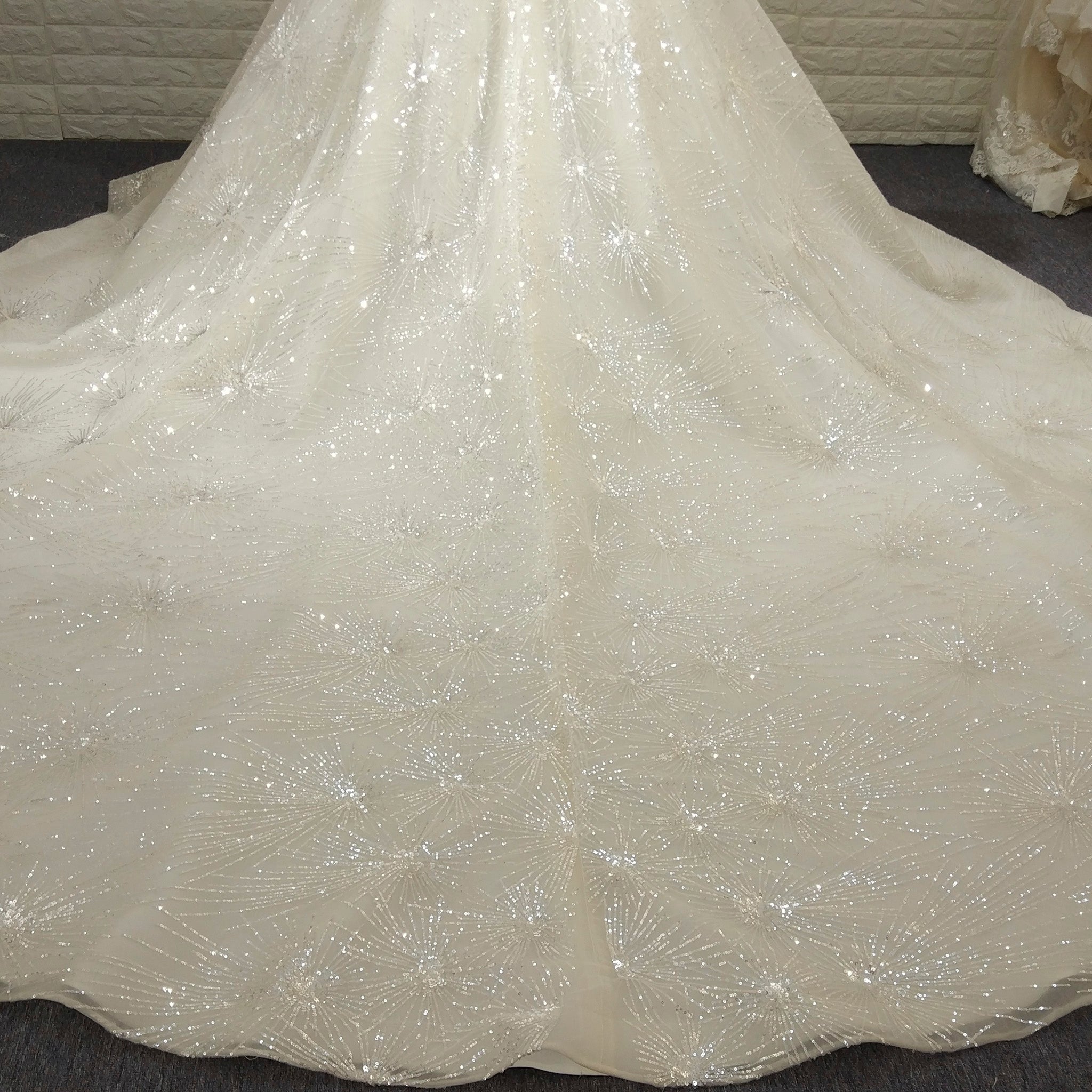 Sparkly Luxury Ball Gown Princess Wedding Dress with Off the Shoulder - Rosymae