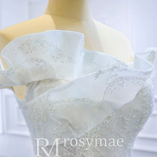 Sparkly Off the Shoulder Ball Gown Wedding Dress with Long Train - Rosymae