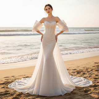 Strapless Curve Neckline Mermaid Wedding Dress