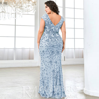 Sparkly Sequined Plus Size Mermaid Long Mother of the Bride Dress - Rosymae