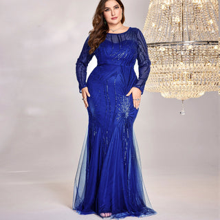 Sparkly Sequins Evening Dress Long Sleeves Wedding Party Maxi Dress - Rosymae