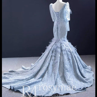 Sparkly Silver Mermaid Pageant Dress Prom Gown with Long Sleeves - Rosymae