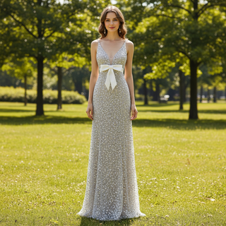 Robes formelles et robes de soirée à paillettes pour femmes scintillantes avec dos nu