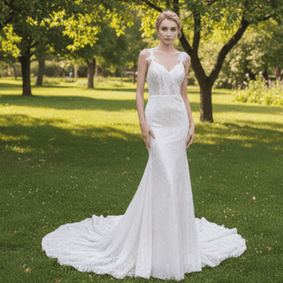 Sparkly Tank Strapy Sequins Mermaid Wedding Dress - Rosymae