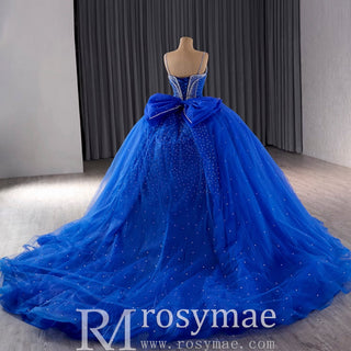 Sparkly V-neck Quinceanera Dress Ball Gown with Spaghetti Straps - Rosymae