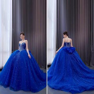 Sparkly V-neck Quinceanera Dress Ball Gown with Spaghetti Straps - Rosymae