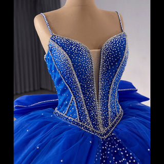 Sparkly V-neck Quinceanera Dress Ball Gown with Spaghetti Straps - Rosymae