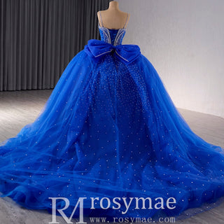 Sparkly V-neck Quinceanera Dress Ball Gown with Spaghetti Straps - Rosymae