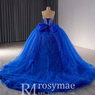Sparkly V-neck Quinceanera Dress Ball Gown with Spaghetti Straps - Rosymae