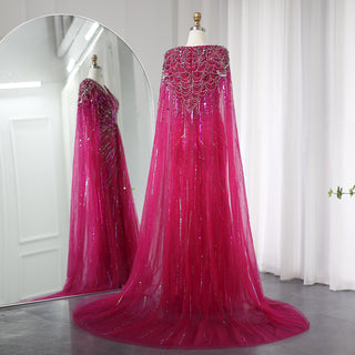 Sparkly Vneck Formal Dress Evening Gown with Cape Sleeve - Rosymae